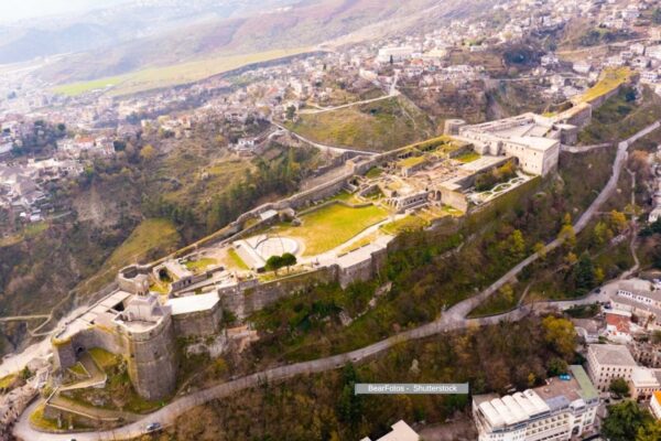 Albania, the old castle and fortress of Gjirokastra.