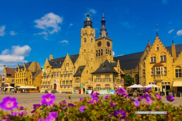 Belgium, antic city map of Diksmuide.